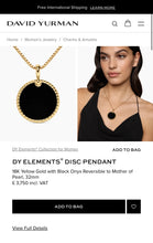 Load image into Gallery viewer, 2691: Vintage 18ct Gold (44mm) Reversible Mother of Pearl & Black Onyx Disc Pendant by David Yurman