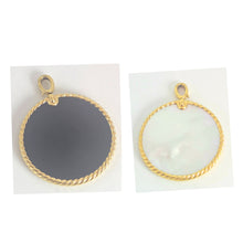 Load image into Gallery viewer, 2691: Vintage 18ct Gold (44mm) Reversible Mother of Pearl & Black Onyx Disc Pendant by David Yurman