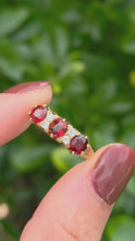 Load and play video in Gallery viewer, 1831: Vintage; 18ct Gold Almandine Garnets Diamonds Half-Eternity/Stacker Ring- beautifully balanced