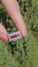 Cargar y reproducir el video en el visor de la galería, 1670: Vintage: 18ct Gold Rubies Diamonds Cocktail Ring- Exceptional