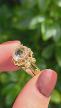Load and play video in Gallery viewer, 0801: Vintage: 9ct Gold Large Faceted Cut Pink Morganite Cocktail Ring