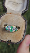 Load and play video in Gallery viewer, 6020 Vintage; 18ct Gold Emeralds Diamonds  Cocktail Ring