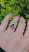 Cargar y reproducir el video en el visor de la galería, 0769: Vintage; 18ct White Gold French Blue Sapphire 12 Diamonds Cluster Ring