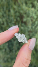 Load and play video in Gallery viewer, 2365 Vintage: 18ct White Gold Natural Diamonds (0.55ct) Geometric Set Art Deco Style Ring