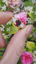 Load and play video in Gallery viewer, 7403 Vintage & Old 18ct Gold  Purple Amethyst Opals Dress Ring