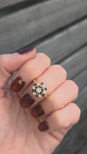 Load and play video in Gallery viewer, 6271 Vintage: 18ct Gold French Blue Sapphires Diamonds Flower Head Cluster