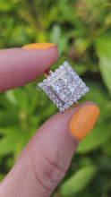 Load and play video in Gallery viewer, 1944: Vintage; 18ct Gold Art Deco Style Diamonds (1.75ct) Square Cluster Ring- Fabulous