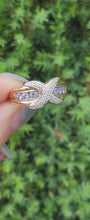 Load and play video in Gallery viewer, 1841: Vintage: 9ct Gold Tanzanites Diamonds Crossover Cocktail Ring- sparkling symmetry