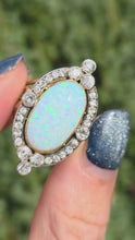 Load and play video in Gallery viewer, 2358 Victorian: 18ct Gold Opal Round Old Cut Diamonds (1.42ct) Cluster Ring