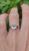 Load and play video in Gallery viewer, 1785: Vintage: 9ct White Gold Mint Green Paraiba Tourmaline Glacier Topaz Dress Ring- crisp, clean, eye-candy