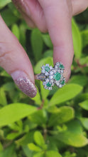 Cargar y reproducir el video en el visor de la galería, 6076 Vintage; 18 White Gold Emeralds Diamonds Statement Cocktail Ring- Fabulous