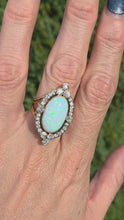 Load and play video in Gallery viewer, 2358 Victorian: 18ct Gold Opal Round Old Cut Diamonds (1.42ct) Cluster Ring