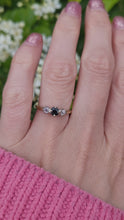 Load and play video in Gallery viewer, 7494: Antique Art Deco: 18ct Gold Platinum Blue Sapphire Diamonds Ring- Splendid
