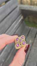 Load and play video in Gallery viewer, 6294 Vintage: 14ct Gold Purple Amethysts Openwork Geometric Set Cocktail Ring