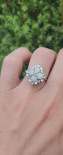 Load and play video in Gallery viewer, 1940: Vintage: 18ct Gold White Opals Diamonds (0.85ct) Cocktail Ring- Sensational