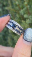 Load and play video in Gallery viewer, 2188 Vintage: Art Deco Style 9ct White Gold Blue Sapphires Natural Diamonds Ring
