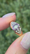 Load and play video in Gallery viewer, 6268 Vintage: 9ct Gold Pink Sapphire 12 Diamonds Dress Ring