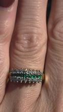 Load and play video in Gallery viewer, 6096: Vintage 18ct Gold 9 Emeralds 18 Diamonds Tiered Cluster Ring- fabulous, natural sparkle