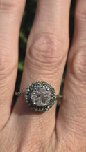 Load and play video in Gallery viewer, 2161: Vintage; 9ct White Gold Pink Morganite 60 Natural Diamonds Halo Dress Ring