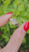 Load and play video in Gallery viewer, 1049: Vintage: 9ct White Gold Cabochon Cut Opal Solitaire Ring