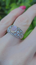 Cargar y reproducir el video en el visor de la galería, 0649: Vintage: 9ct Gold Pale Blue Moonstone 32 Diamonds Dress Ring- lovely combination,