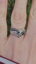 Cargar y reproducir el video en el visor de la galería, 1436: Vintage: 9ct White Gold Black White Diamonds Cocktail Ring-Lush