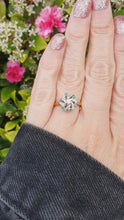 Load and play video in Gallery viewer, 6066 Vintage: 18ct Gold 6 Emeralds 7 Brilliant Cut Diamonds Cluster Ring