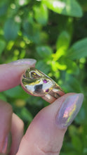 Load and play video in Gallery viewer, 6104: Vintage: 9ct Gold Ruby Eyes Snake Ring- a substantial Gold Snake ring From 1965