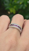 Load and play video in Gallery viewer, 2118: Vintage: 9ct White Gold Almandine Garnets Stacker Ring- Picture perfect