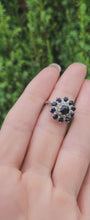 Load and play video in Gallery viewer, 6046: Vintage; 18ct White Gold 11 Blue Sapphires 10 Diamonds Cocktail Ring- lovely symmetry - substantial beauty