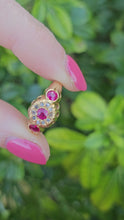 Cargar y reproducir el video en el visor de la galería, 0668: Antique: 18ct Gold Rubies Diamonds Dress Ring- Date- Mark 1911