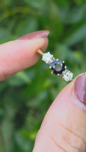 Load and play video in Gallery viewer, 2071: Vintage; 18ct Gold French Blue Sapphire Diamonds (0.3ct) Three Stone Ring- From 1984