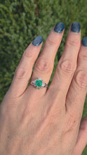 Load and play video in Gallery viewer, 2341 Vintage: Platinum Emerald Cut Emerald Diamonds Cocktail Cluster Ring