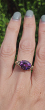 Load and play video in Gallery viewer, 1788: Vintage: 9ct Gold Purple Amethyst Solitaire Signet Ring- seductive cut & colour, nice weight