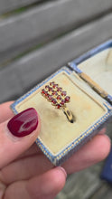 Load and play video in Gallery viewer, 6292 Vintage: 14ct 15 Rich Red  Red Garnets Geometric Set  Signet Ring