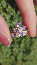 Cargar y reproducir el video en el visor de la galería, 1497: Vintage: Rare 18ct Gold Lilac Amethyst Diamonds Tiered Ring- eclectic elegance