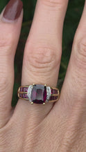 Load and play video in Gallery viewer, 1900: Vintage: 9ct Gold Almandine Garnets Diamonds Cocktail Ring