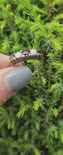 Load and play video in Gallery viewer, 1623: Vintage: 9ct Gold Opals & Garnets Dress/Stacker Ring- From 1963, very pretty.