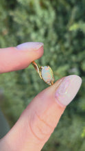 Load and play video in Gallery viewer, 2432 Vintage: Petite 18ct Gold Cabochon White Opal Diamond Snake-Head Ring