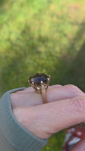 Load and play video in Gallery viewer, 9195 Vintage: Large 9ct Round Cut Smokey Quartz Ring