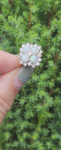 Load and play video in Gallery viewer, 1940: Vintage: 18ct Gold White Opals Diamonds (0.85ct) Cocktail Ring- Sensational