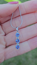 Load and play video in Gallery viewer, 0782: Vintage: 18ct White Gold Necklace (45cm) Tanzanites Diamonds Pendulum Pendant- a beautiful piece