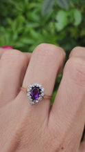 Load and play video in Gallery viewer, 1642: Vintage: 9ct Gold Rich Purple Amethyst Diamonds Dress Ring-Lush