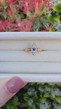 Load and play video in Gallery viewer, 7407 Antique: Art Deco 18ct Gold Cornflower Blue Sapphire 14 Diamonds Ring