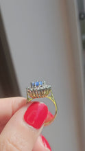 Load and play video in Gallery viewer, 9094 : Vintage: Exceptional 18ct Gold Ceylon Blue Sapphire Diamonds Diana Cluster Ring- From 1982
