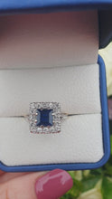 Load and play video in Gallery viewer, 6053 Antique Art-deco 18ct Gold Blues Sapphire Diamonds Square Set Cocktail Ring- Exquisite