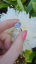Cargar y reproducir el video en el visor de la galería, 6056: Vintage: 14ct White Gold Violet Blue Tanzanites Cluster Ring- crisp, sparkling eye candy