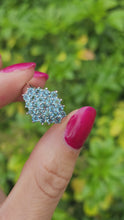 Load and play video in Gallery viewer, 6105: Vintage & Rare: 9ct White Gold 23 Blue Aquamarines geometric Set Cocktail Ring