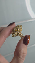 Load and play video in Gallery viewer, 2547: 9ct Gold 15 Yellow Citrines Art Deco Style Sunburst Ring