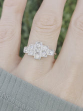 Load and play video in Gallery viewer, 2365 Vintage: 18ct White Gold Natural Diamonds (0.55ct) Geometric Set Art Deco Style Ring